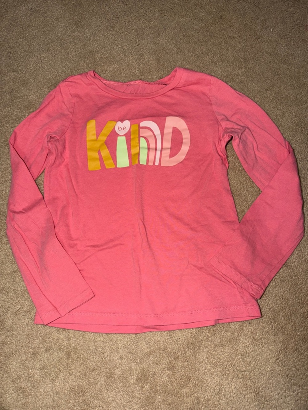 Carter's Pink Long-Sleeve Tee with Colorful "Be Kind" Graphic
